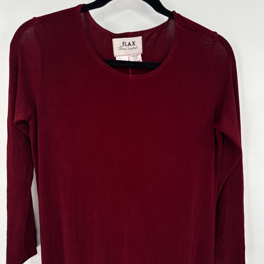 Flax by Jeanne Engelhart Maxi Dress Womens Medium Red Plain Long Sleeve Loose